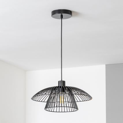 Brilagi - Lámpara colgante LED CERIA WIRE con cable 1xE27/40W/230V, diámetro 38 cm, negro