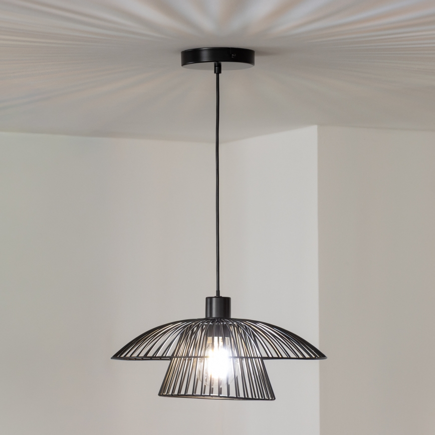 Brilagi - Lámpara colgante LED CERIA WIRE con cable 1xE27/40W/230V, diámetro 38 cm, negro
