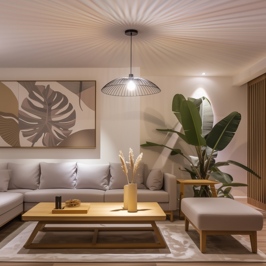 Brilagi - Lámpara colgante LED CERIA WIRE con cable 1xE27/40W/230V, diámetro 60 cm, negra