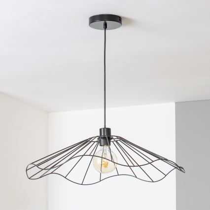 Brilagi - Lámpara colgante LED CERIA WIRE con cable 1xE27/40W/230V Ø 60 cm negra