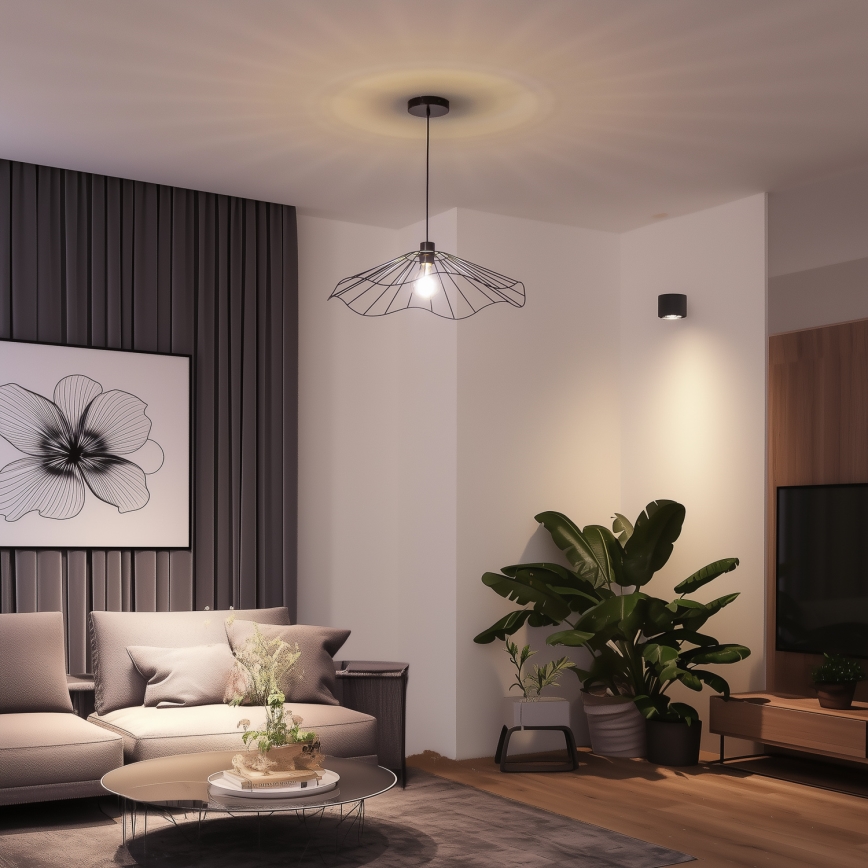 Brilagi - Lámpara colgante LED CERIA WIRE con cable 1xE27/40W/230V Ø 60 cm negra