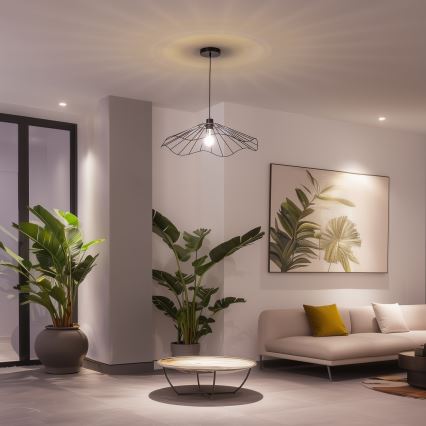 Brilagi - Lámpara colgante LED CERIA WIRE con cable 1xE27/40W/230V Ø 60 cm negra