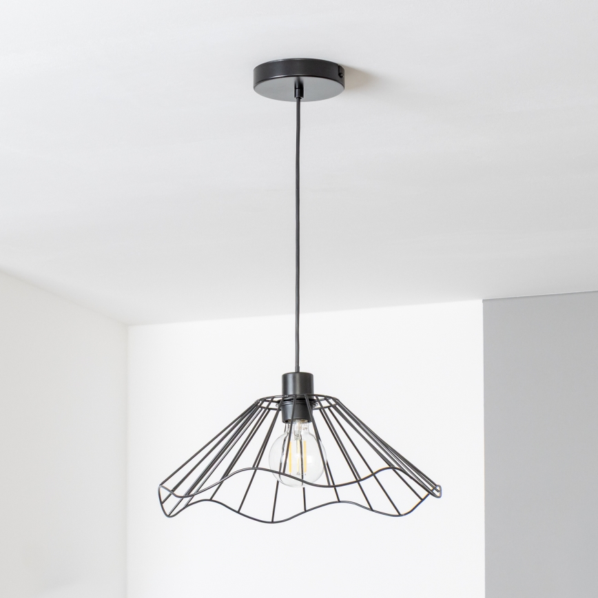 Brilagi - Lámpara colgante LED CERIA WIRE suspendida en cable 1xE27/40W/230V diámetro 40 cm negra