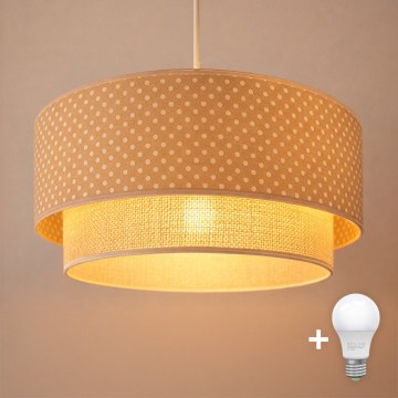 Brilagi - Lámpara colgante LED con cable BOHO BOBO 1xE27/10W/230V Ø 40 cm con lunares beige/crema
