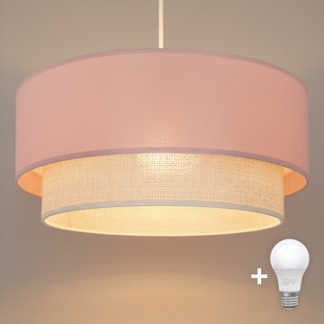 Brilagi - Lámpara colgante LED con cable BOHO BOBO 1xE27/10W/230V Ø 40 cm rosa/crema