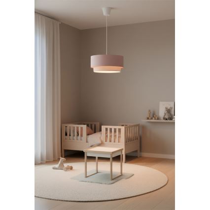 Brilagi - Lámpara colgante LED con cable BOHO BOBO 1xE27/10W/230V Ø 40 cm rosa/crema