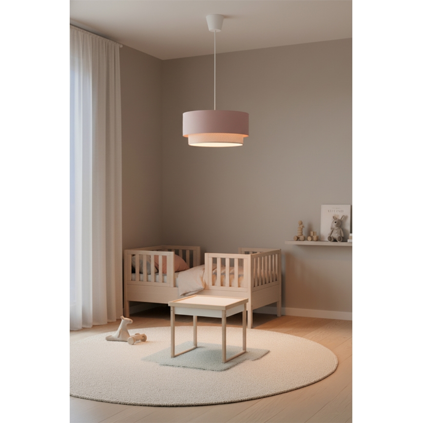 Brilagi - Lámpara colgante LED con cable BOHO BOBO 1xE27/10W/230V Ø 40 cm rosa/crema