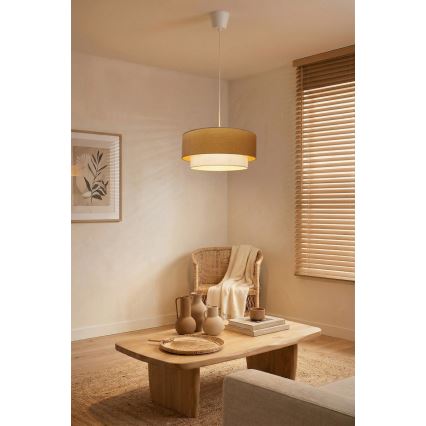 Brilagi - Lámpara colgante LED con cable BOHO ECO 1xE27/10W/230V Ø 40 cm beige/crema