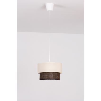 Brilagi - Lámpara colgante LED con cable BOHO STYLE 1xE27/15W/230V diámetro 25 cm crema/marrón