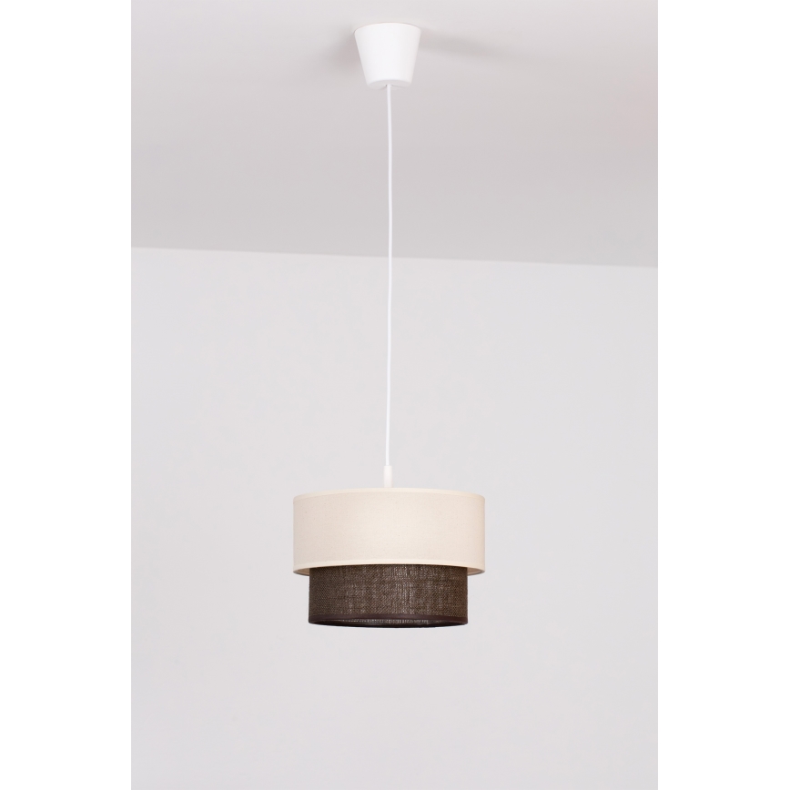 Brilagi - Lámpara colgante LED con cable BOHO STYLE 1xE27/15W/230V diámetro 25 cm crema/marrón