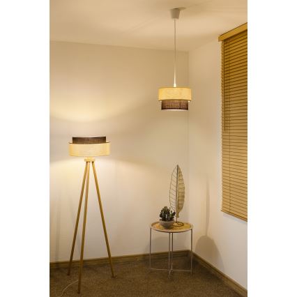 Brilagi - Lámpara colgante LED con cable BOHO STYLE 1xE27/15W/230V diámetro 25 cm crema/marrón
