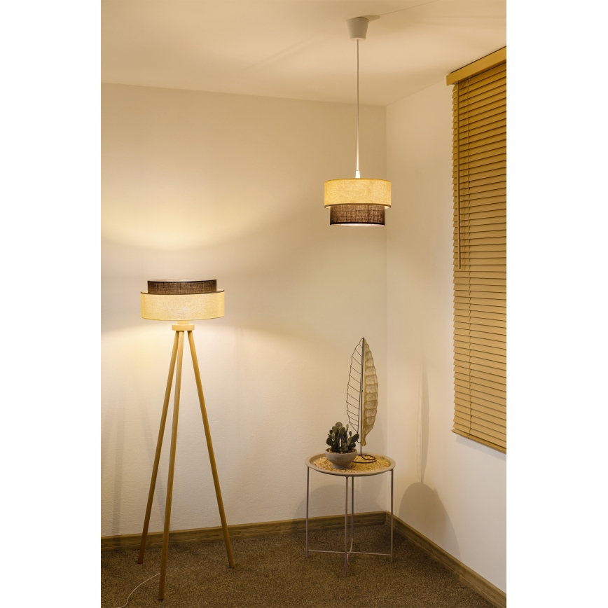 Brilagi - Lámpara colgante LED con cable BOHO STYLE 1xE27/15W/230V diámetro 25 cm crema/marrón