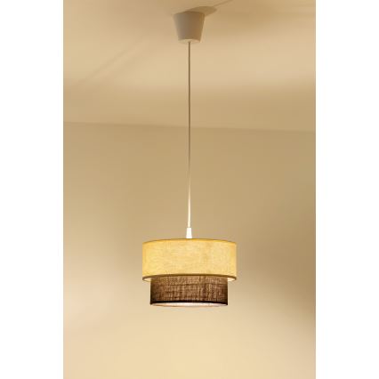 Brilagi - Lámpara colgante LED con cable BOHO STYLE 1xE27/15W/230V diámetro 25 cm crema/marrón