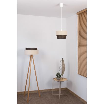 Brilagi - Lámpara colgante LED con cable BOHO STYLE 1xE27/15W/230V diámetro 25 cm crema/marrón