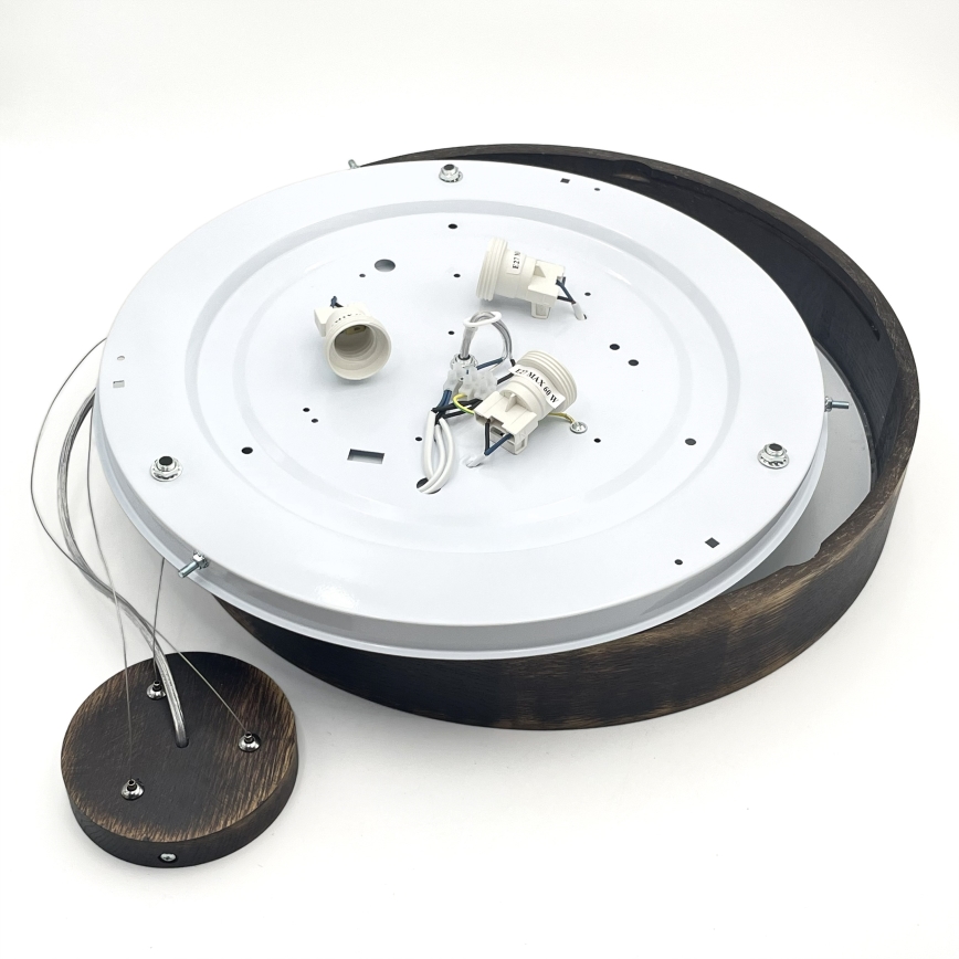 Brilagi - Lámpara colgante LED con cable CARVALHO SMOKEY, 3xE27/60W/230V, roble, diámetro 47,5 cm