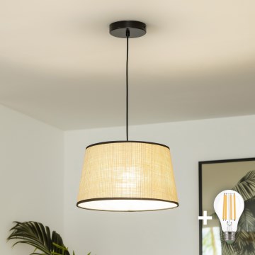Brilagi - Lámpara colgante LED con cable CERIA 1xE27/40W/230V Ø 35 cm beige