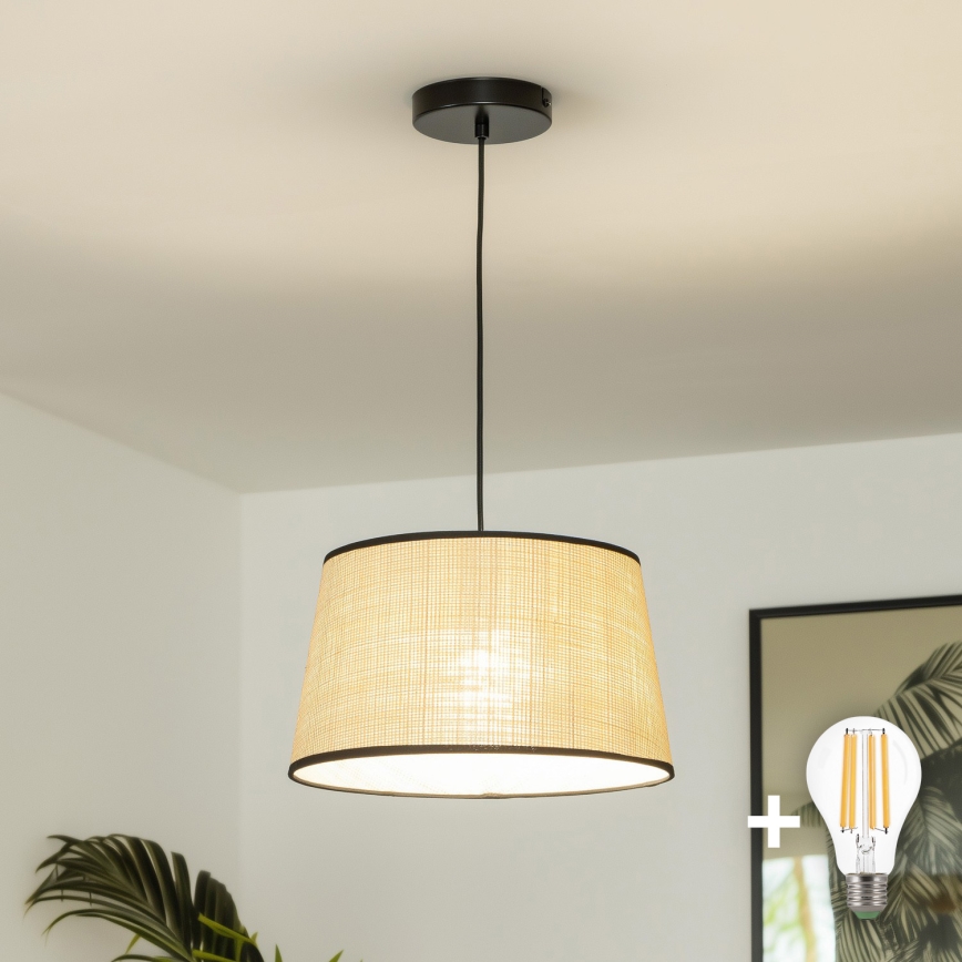 Brilagi - Lámpara colgante LED con cable CERIA 1xE27/40W/230V Ø 35 cm beige