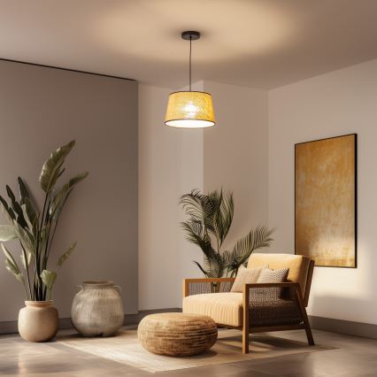 Brilagi - Lámpara colgante LED con cable CERIA 1xE27/40W/230V Ø 35 cm beige