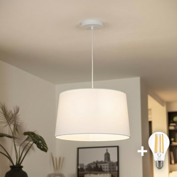 Brilagi - Lámpara colgante LED con cable CERIA 1xE27/40W/230V Ø 45 cm blanca