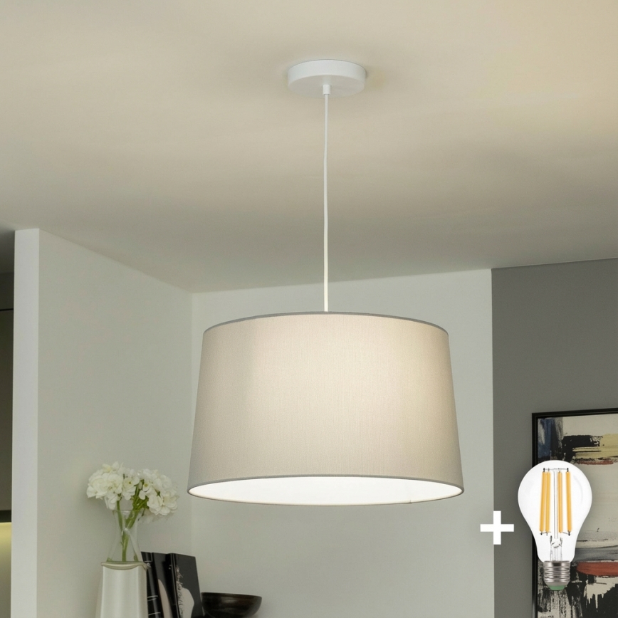 Brilagi - Lámpara colgante LED con cable CERIA 1xE27/40W/230V Ø 45 cm gris
