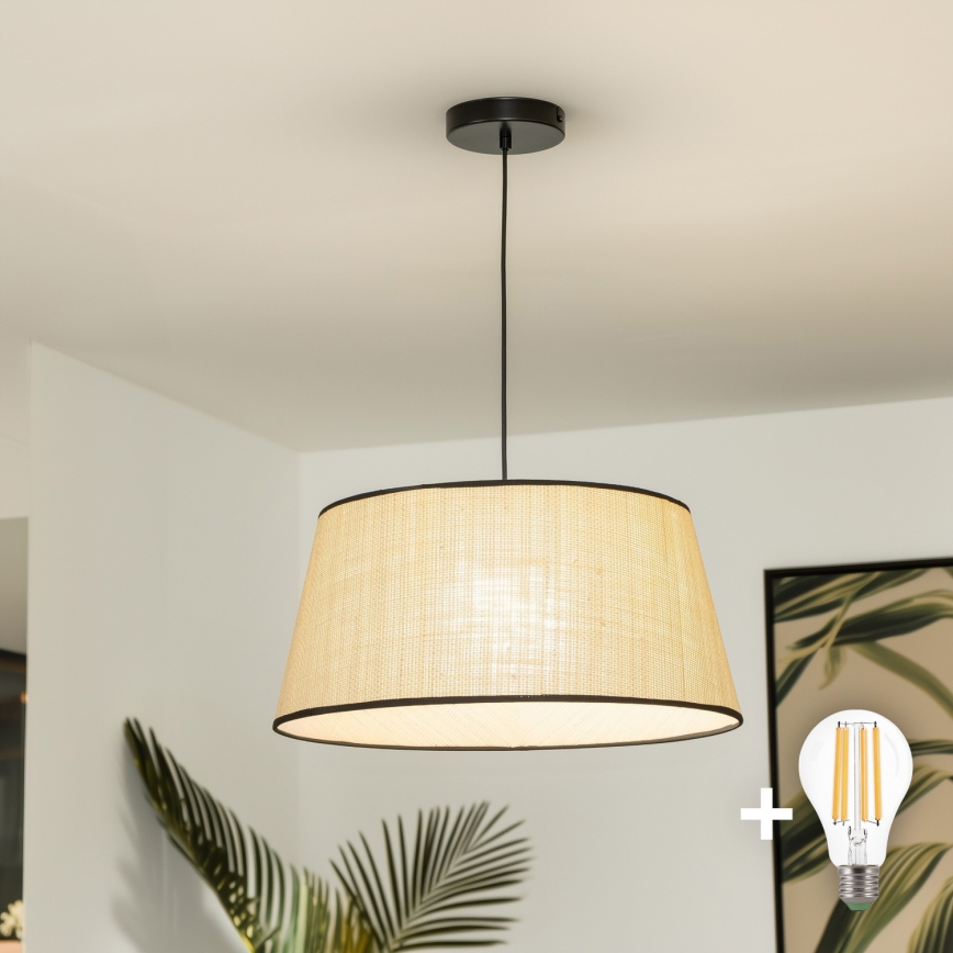 Brilagi - Lámpara colgante LED con cable CERIA 1xE27/40W/230V Ø 50 cm beige