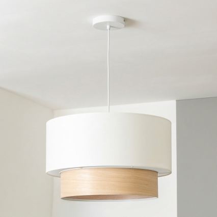 Brilagi - Lámpara colgante LED con cable CERIA 1xE27/40W/230V Ø 50 cm blanca/beige
