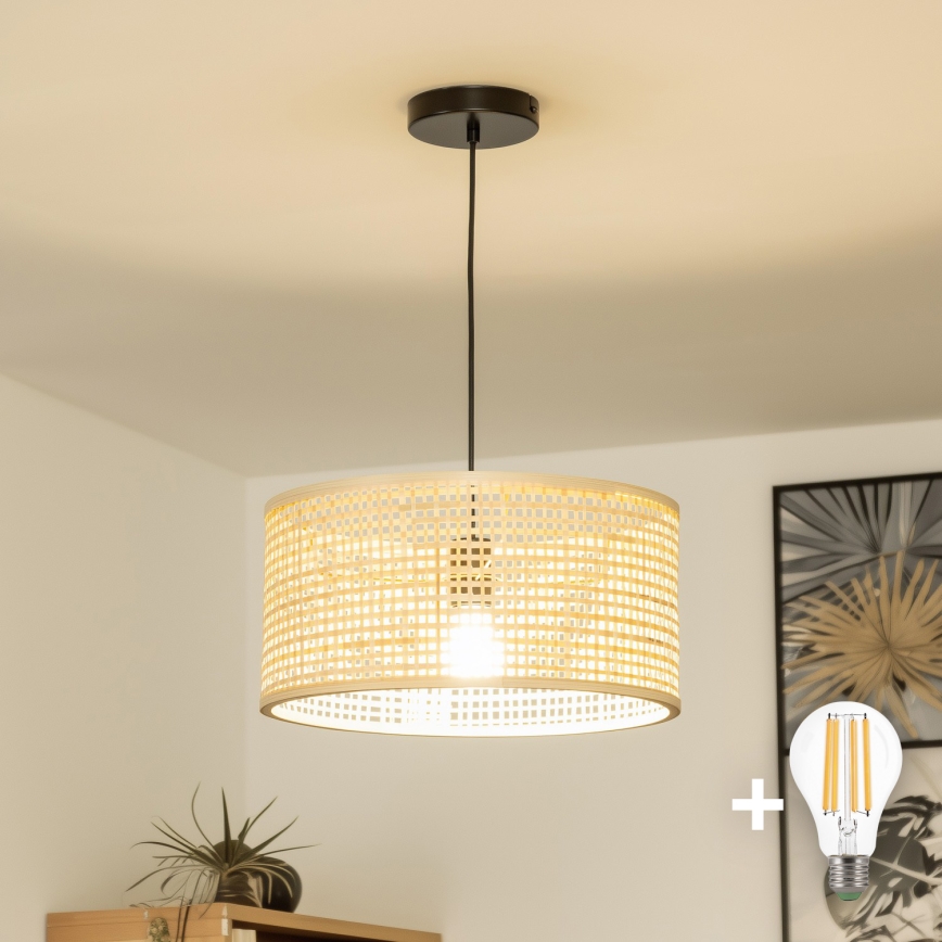 Brilagi - Lámpara colgante LED con cable CERIA BOHO 1xE27/40W/230V diámetro 40 cm bambú