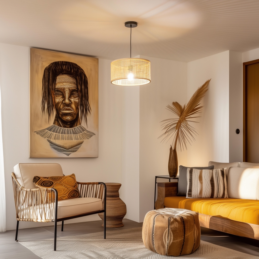 Brilagi - Lámpara colgante LED con cable CERIA BOHO 1xE27/40W/230V diámetro 40 cm bambú