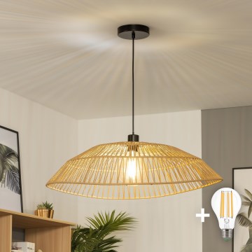 Brilagi - Lámpara colgante LED con cable CERIA BOHO 1xE27/40W/230V, diámetro 70 cm, marrón