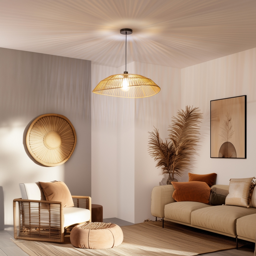 Brilagi - Lámpara colgante LED con cable CERIA BOHO 1xE27/40W/230V, diámetro 70 cm, marrón