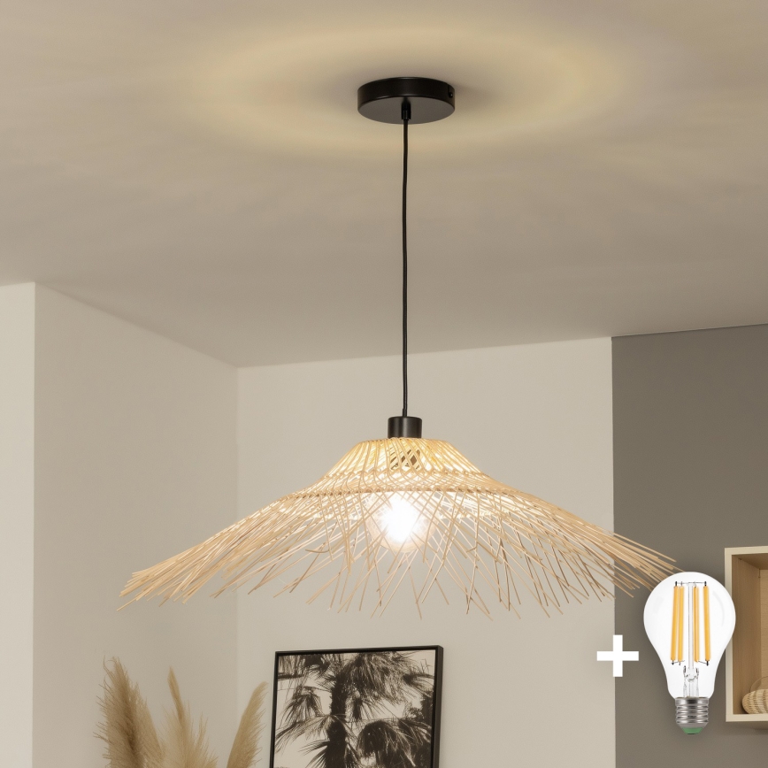 Brilagi - Lámpara colgante LED con cable CERIA BOHO 1xE27/40W/230V Ø 100 cm bambú