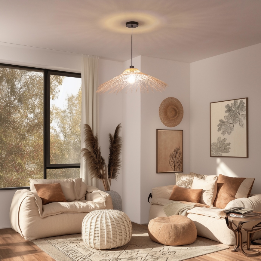 Brilagi - Lámpara colgante LED con cable CERIA BOHO 1xE27/40W/230V Ø 100 cm bambú