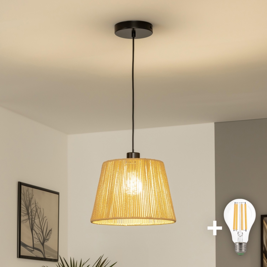 Brilagi - Lámpara colgante LED con cable CERIA BOHO 1xE27/40W/230V Ø 28 cm marrón