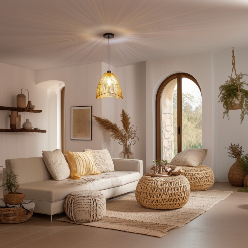 Brilagi - Lámpara colgante LED con cable CERIA BOHO 1xE27/40W/230V Ø 30 cm marrón