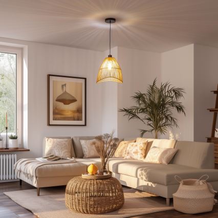 Brilagi - Lámpara colgante LED con cable CERIA BOHO 1xE27/40W/230V Ø 30 cm marrón