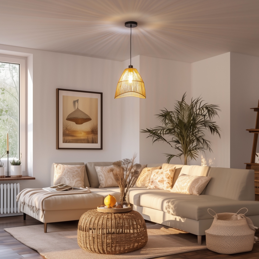 Brilagi - Lámpara colgante LED con cable CERIA BOHO 1xE27/40W/230V Ø 30 cm marrón