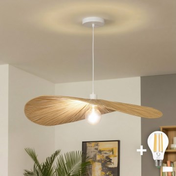 Brilagi - Lámpara colgante LED con cable CERIA BOHO 1xE27/40W/230V Ø 80 cm de rafia