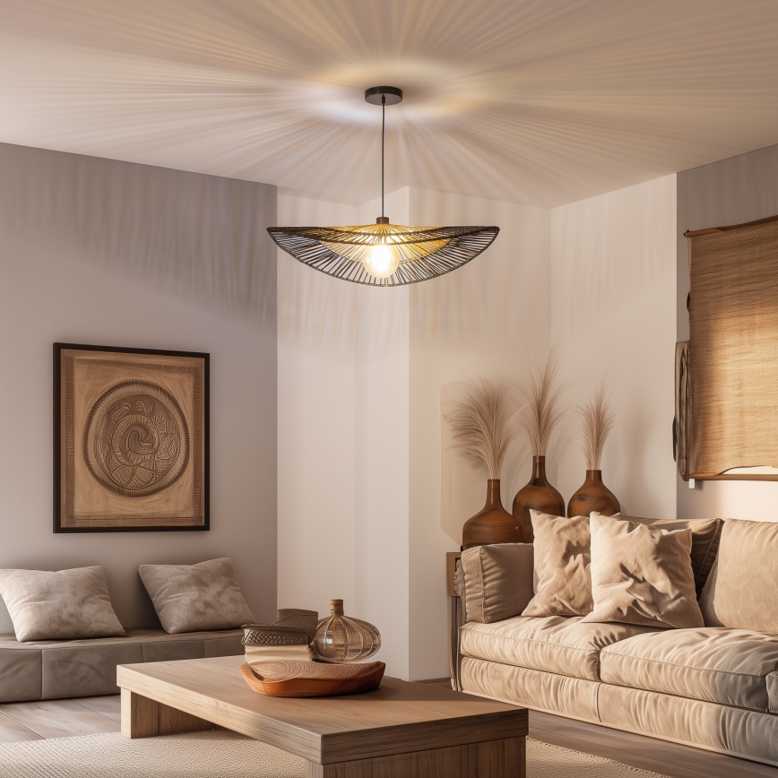 Brilagi - Lámpara colgante LED con cable CERIA BOHO 1xE27/40W/230V Ø 80 cm negro/marrón