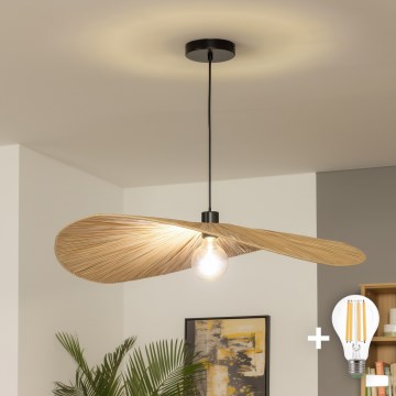 Brilagi - Lámpara colgante LED con cable CERIA BOHO 1xE27/40W/230V Ø 80 cm rafia