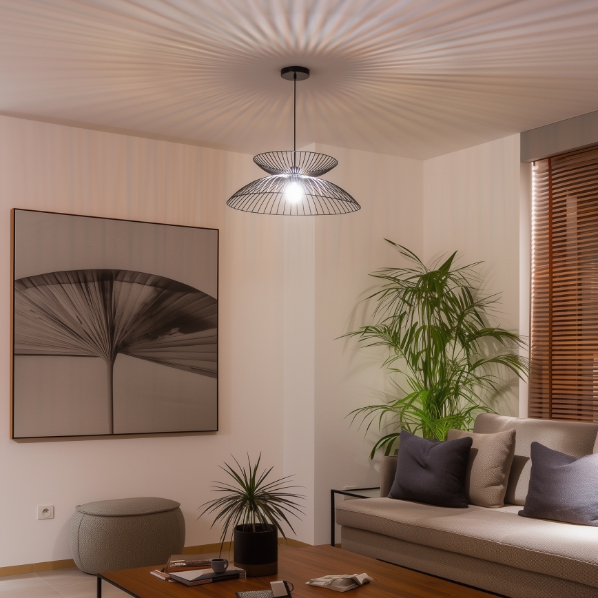 Brilagi - Lámpara colgante LED con cable CERIA WIRE 1xE27/40W/230V Ø 60 cm negra