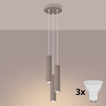 Brilagi - Lámpara colgante LED con cable CRESTO 3xGU10/10W/230V topo