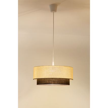 Brilagi - Lámpara colgante LED con cable estilo BOHO 1xE27/15W/230V Ø 40 cm crema/marrón