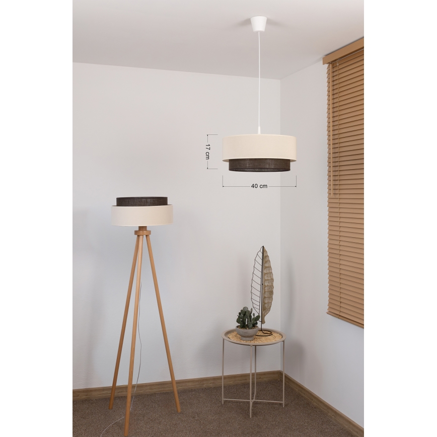 Brilagi - Lámpara colgante LED con cable estilo BOHO 1xE27/15W/230V Ø 40 cm crema/marrón