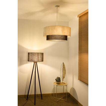 Brilagi - Lámpara colgante LED con cable estilo BOHO, 3x E27/15W/230V, Ø 60 cm, crema/marrón