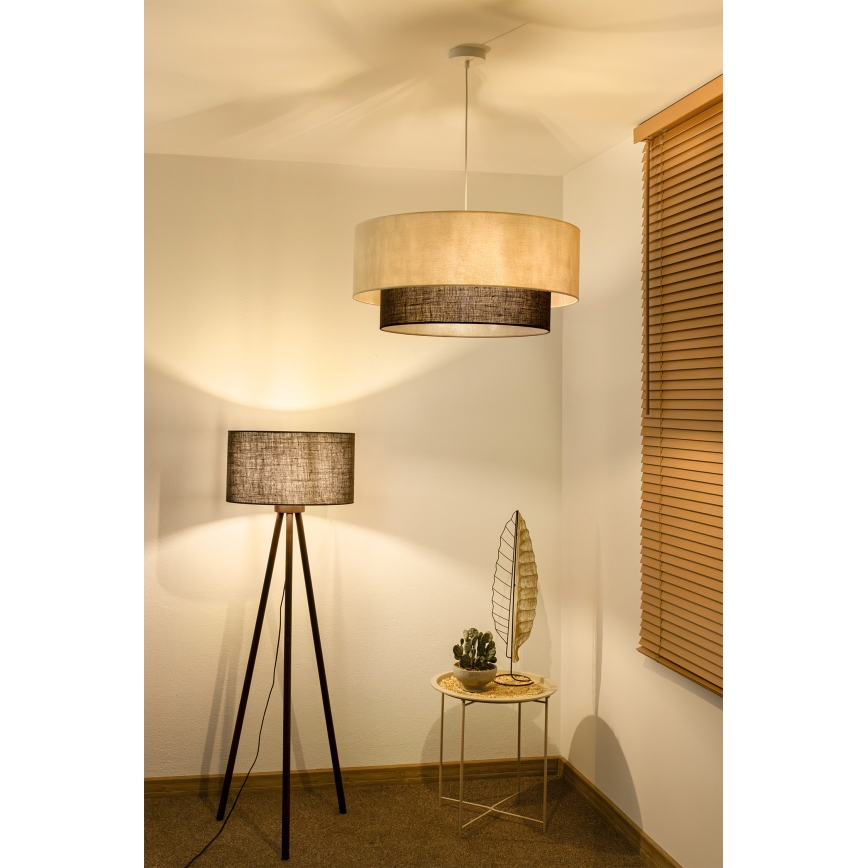 Brilagi - Lámpara colgante LED con cable estilo BOHO, 3x E27/15W/230V, Ø 60 cm, crema/marrón
