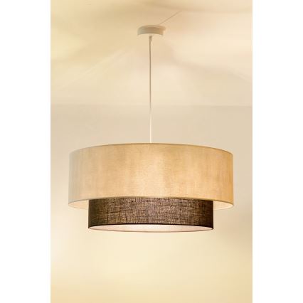 Brilagi - Lámpara colgante LED con cable estilo BOHO, 3x E27/15W/230V, Ø 60 cm, crema/marrón