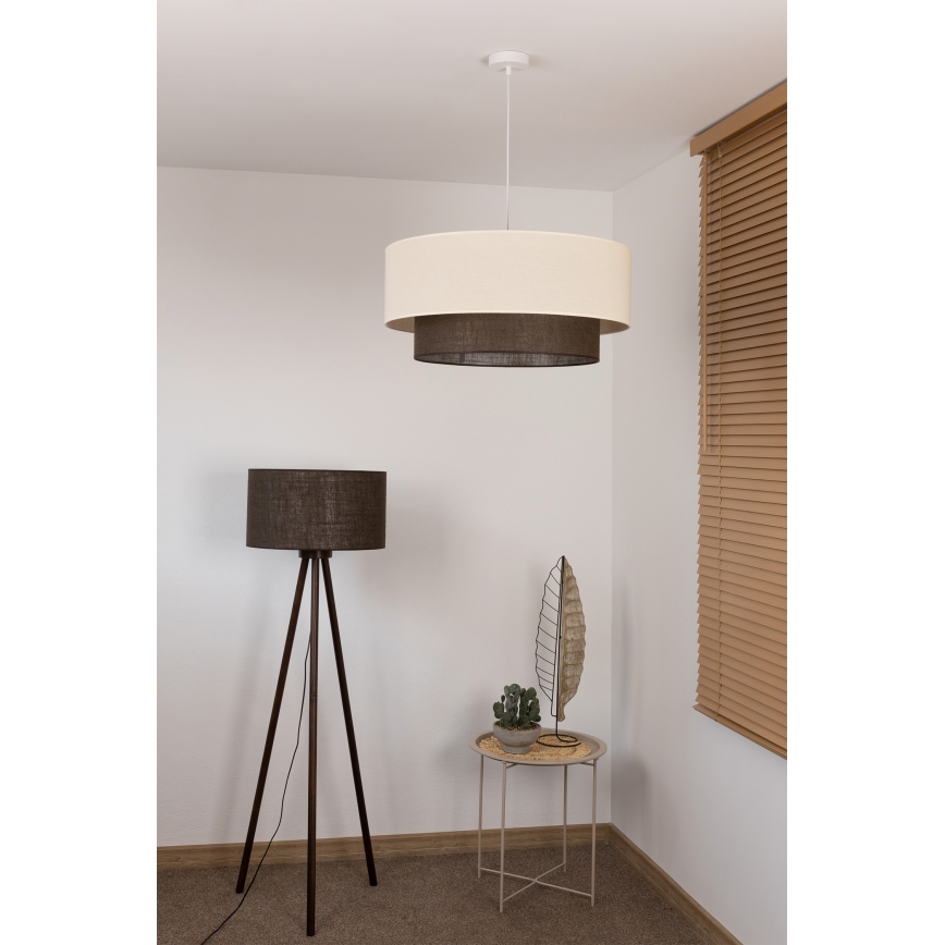 Brilagi - Lámpara colgante LED con cable estilo BOHO, 3x E27/15W/230V, Ø 60 cm, crema/marrón