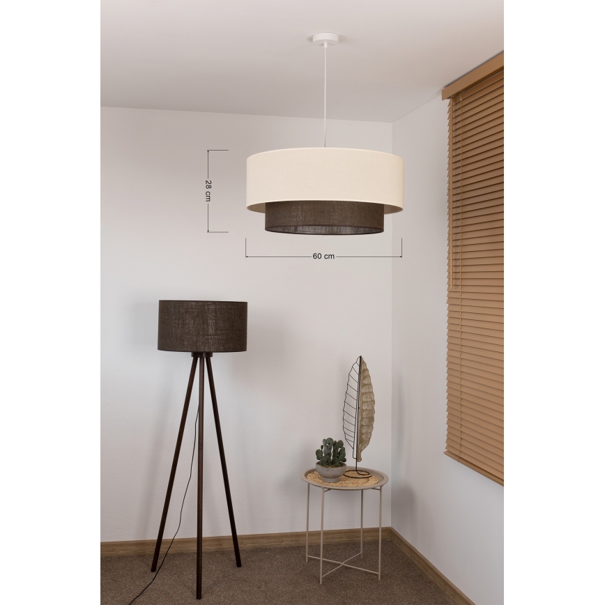 Brilagi - Lámpara colgante LED con cable estilo BOHO, 3x E27/15W/230V, Ø 60 cm, crema/marrón