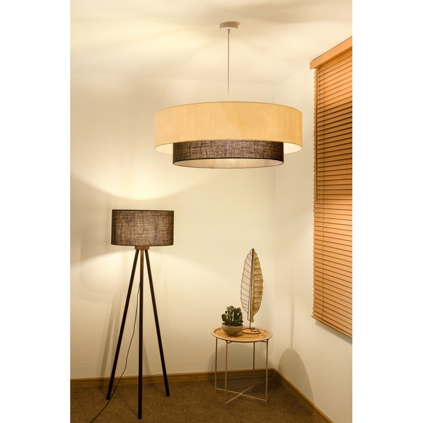 Brilagi - Lámpara colgante LED con cable estilo BOHO 3xE27/15W/230V Ø 80 cm crema/marrón