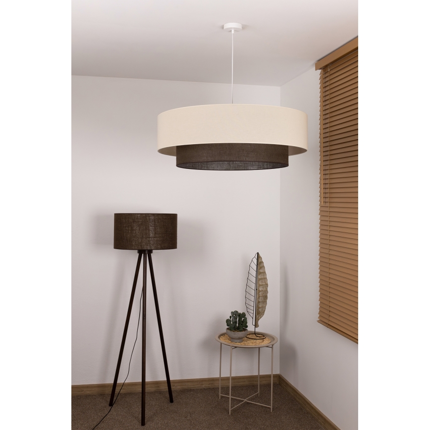 Brilagi - Lámpara colgante LED con cable estilo BOHO 3xE27/15W/230V Ø 80 cm crema/marrón
